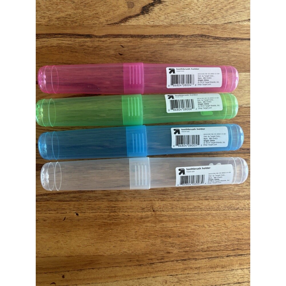 Toothbrush Holders Set Of 4-up&up Clear Blue Green Pink